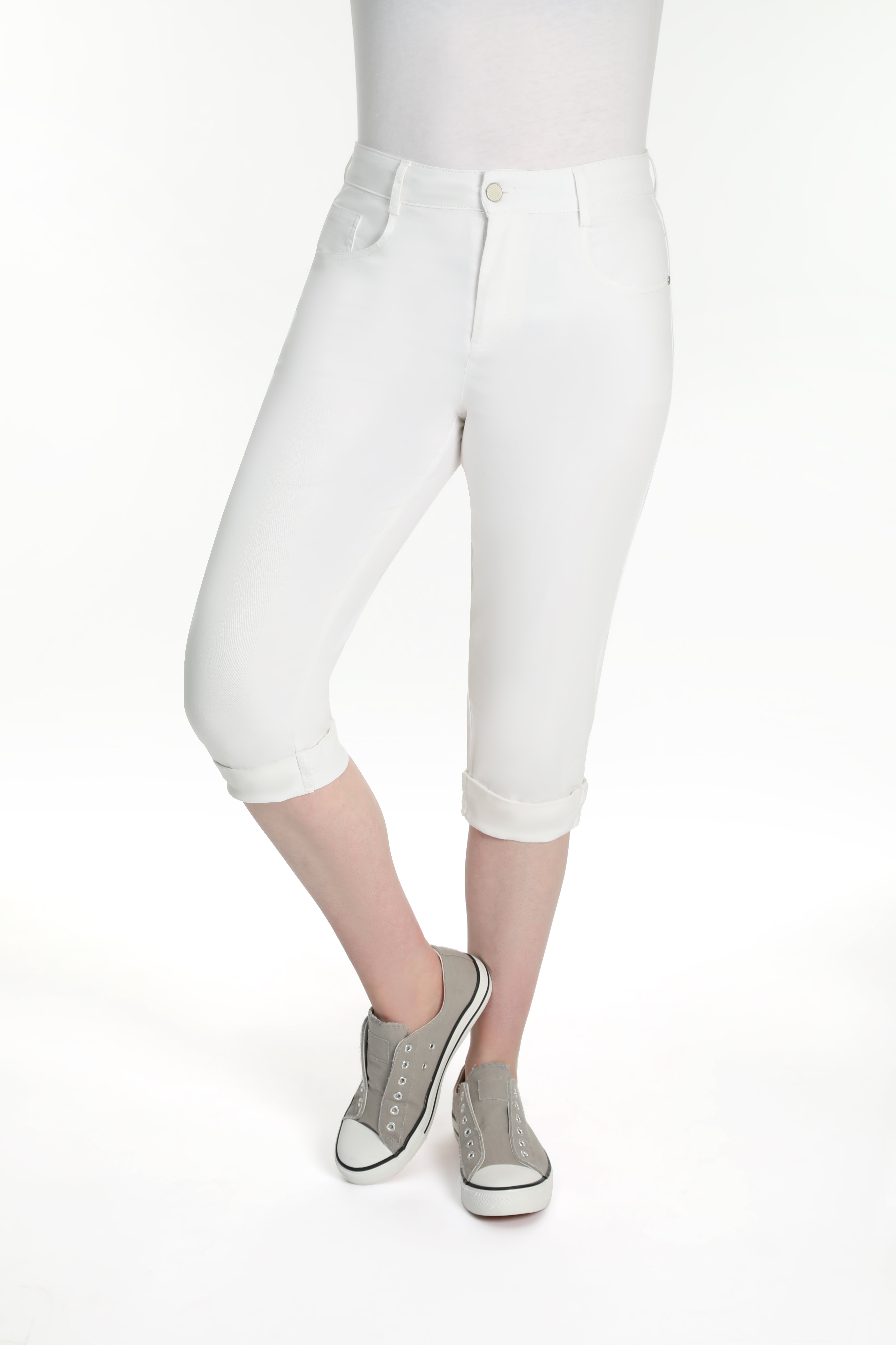 Summer Coloured Denim Below Knee Jean in White