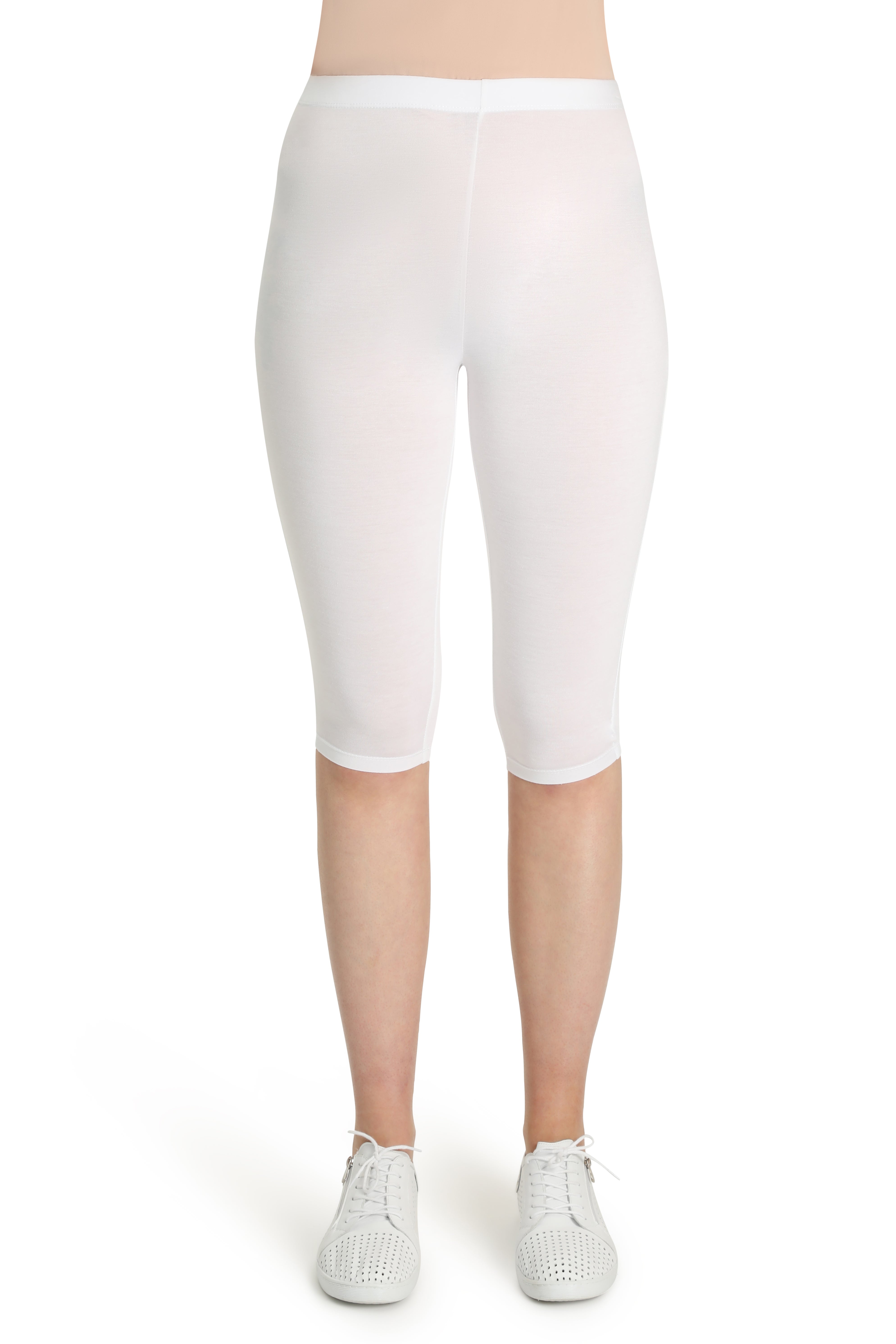 below knee legging plain pull on elastic waistband tl 64cm white 1 3382tt