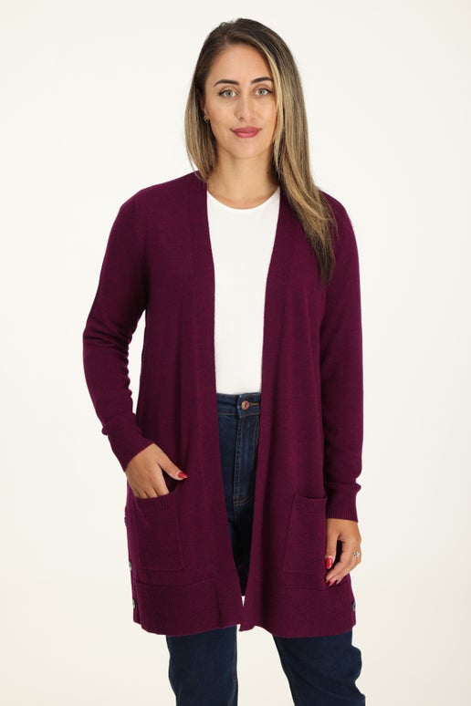 Fine Cosy Knitwear Cardigan in Berry | Caroline Eve