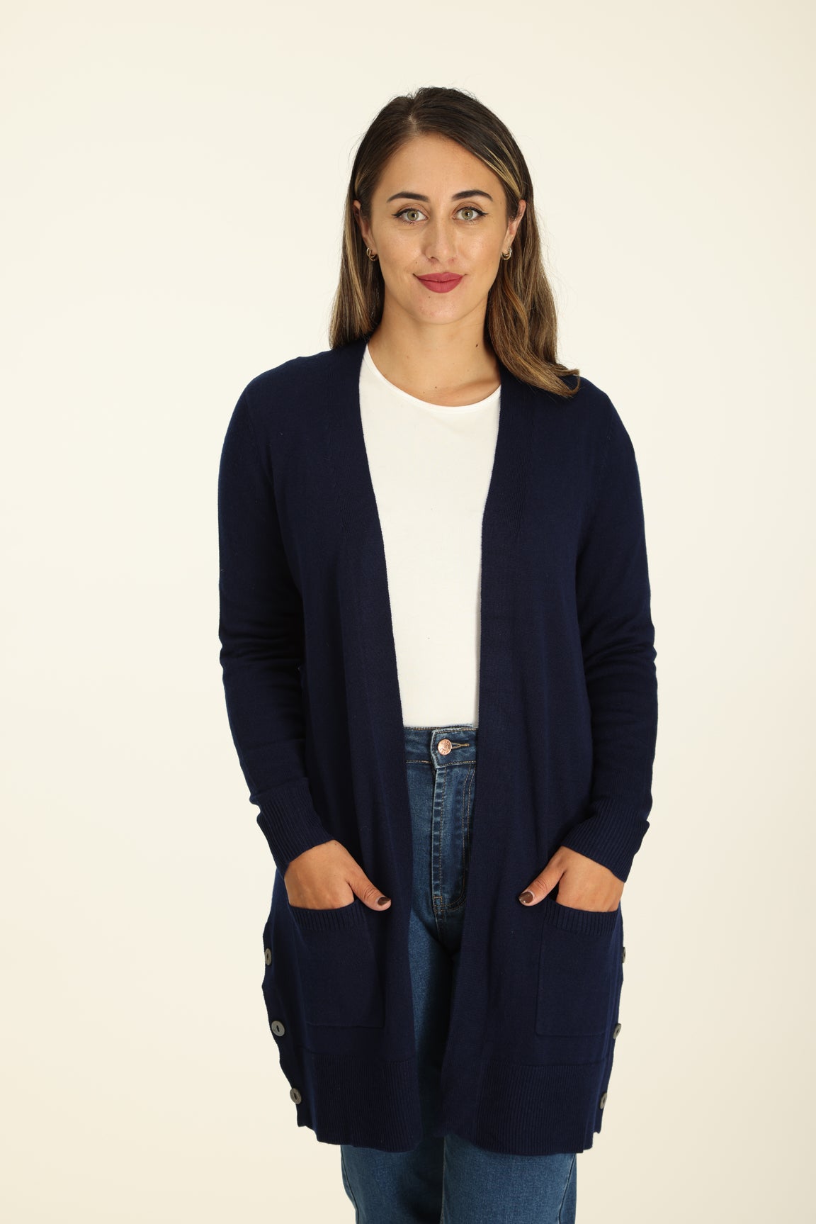 Fine knit navy on sale cardigan