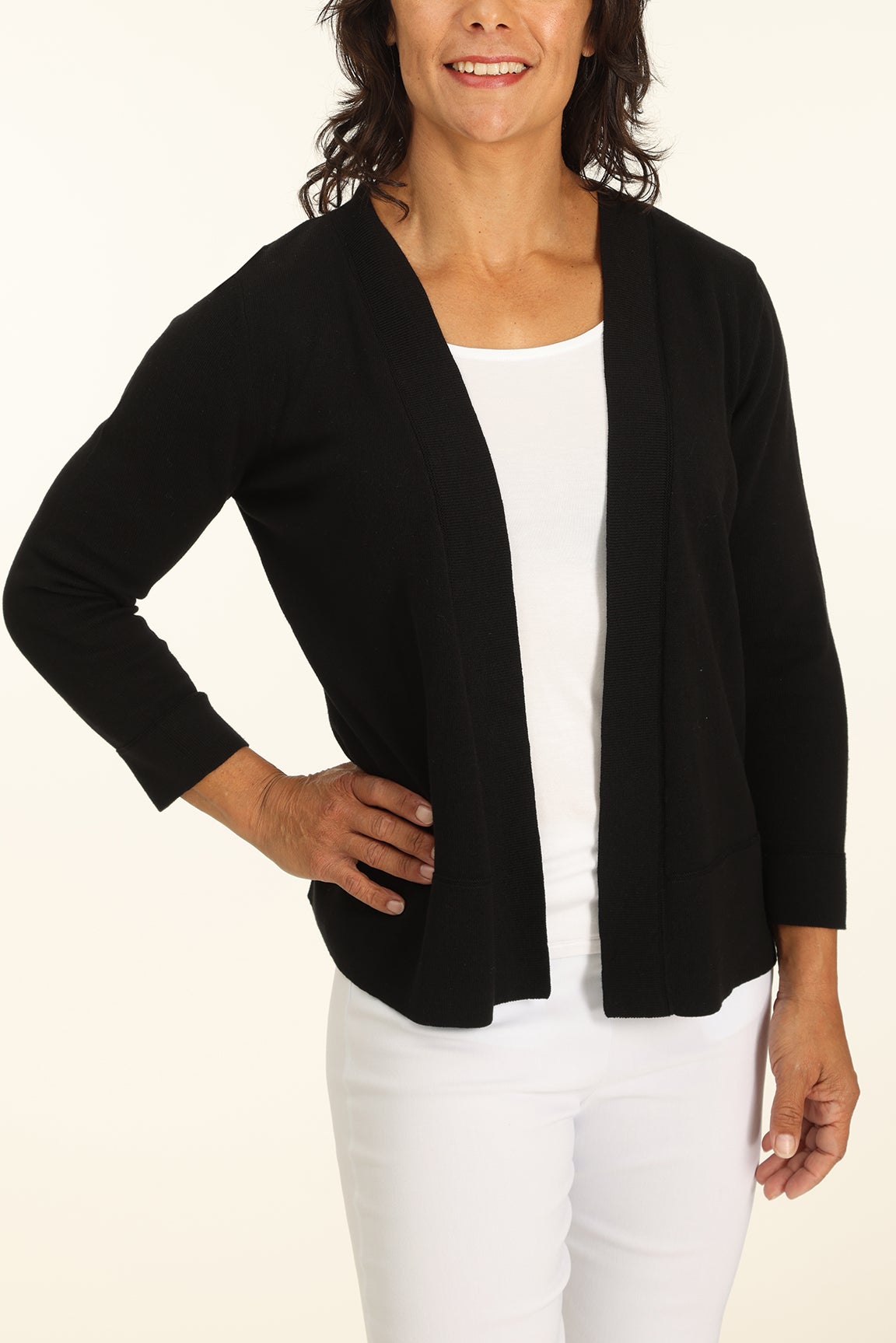 100% Cotton Knitwear Cardigan in Black | Caroline Eve