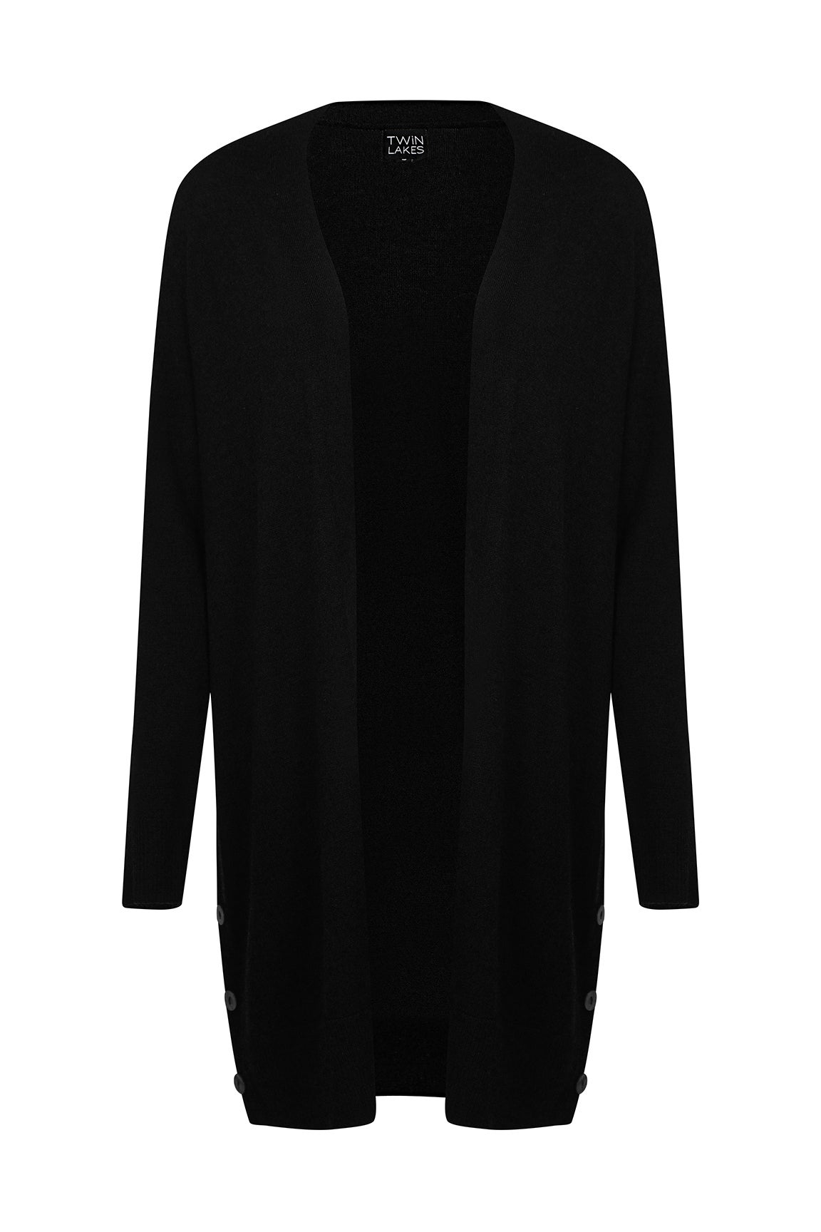 Fine Cosy Knitwear Longline Cardigan in Black Caroline Eve