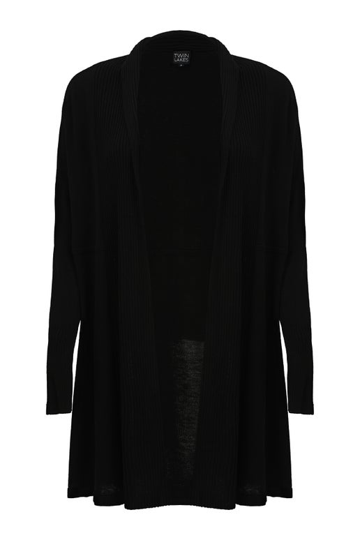 Fine Cosy Knitwear Cardigan in Black | Caroline Eve