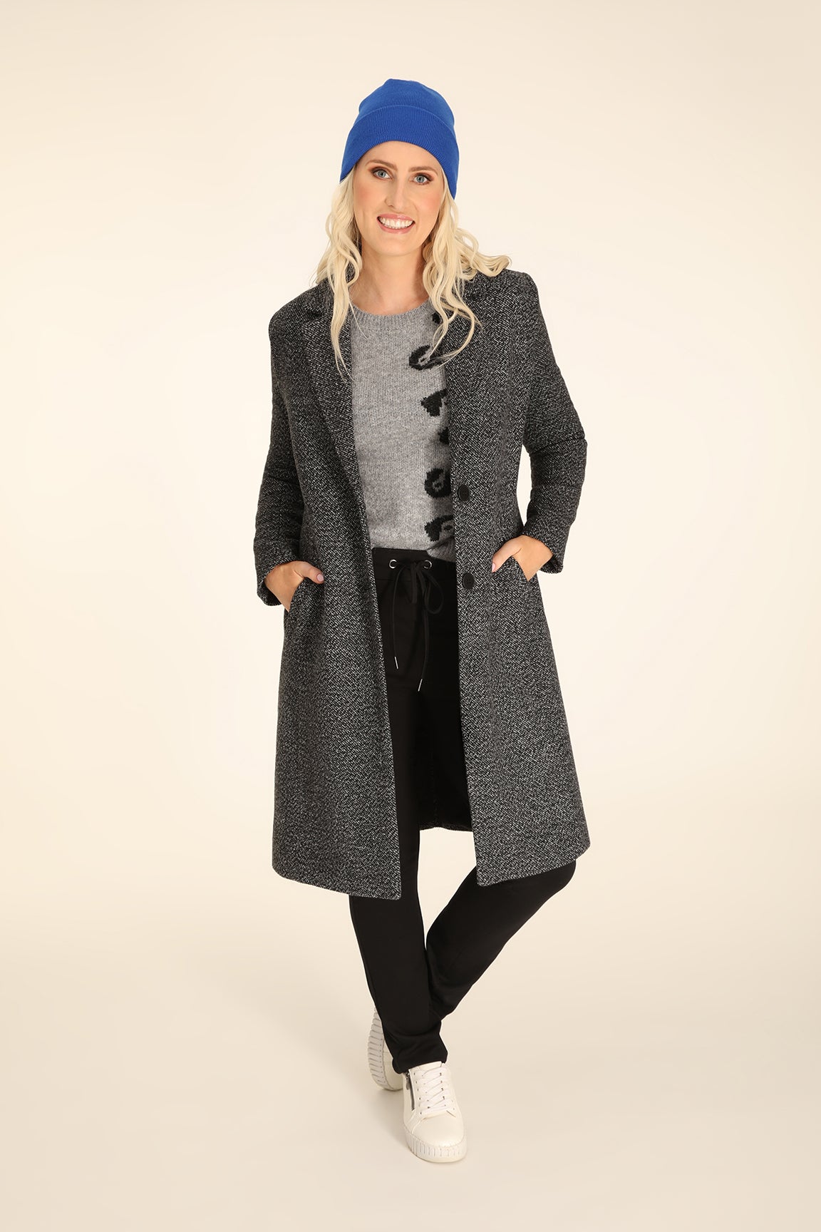 Grey check coat fashion womens