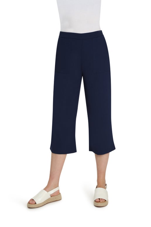 Soft Drape Crop Pant in Navy | Caroline Eve