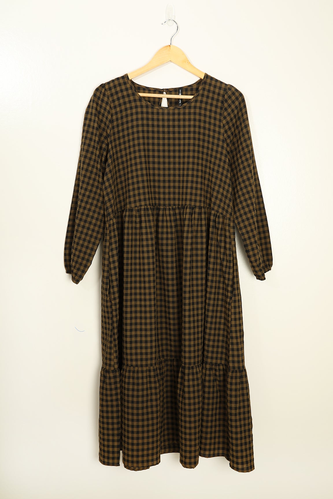 Gingham Check Dress in Brown | Caroline Eve