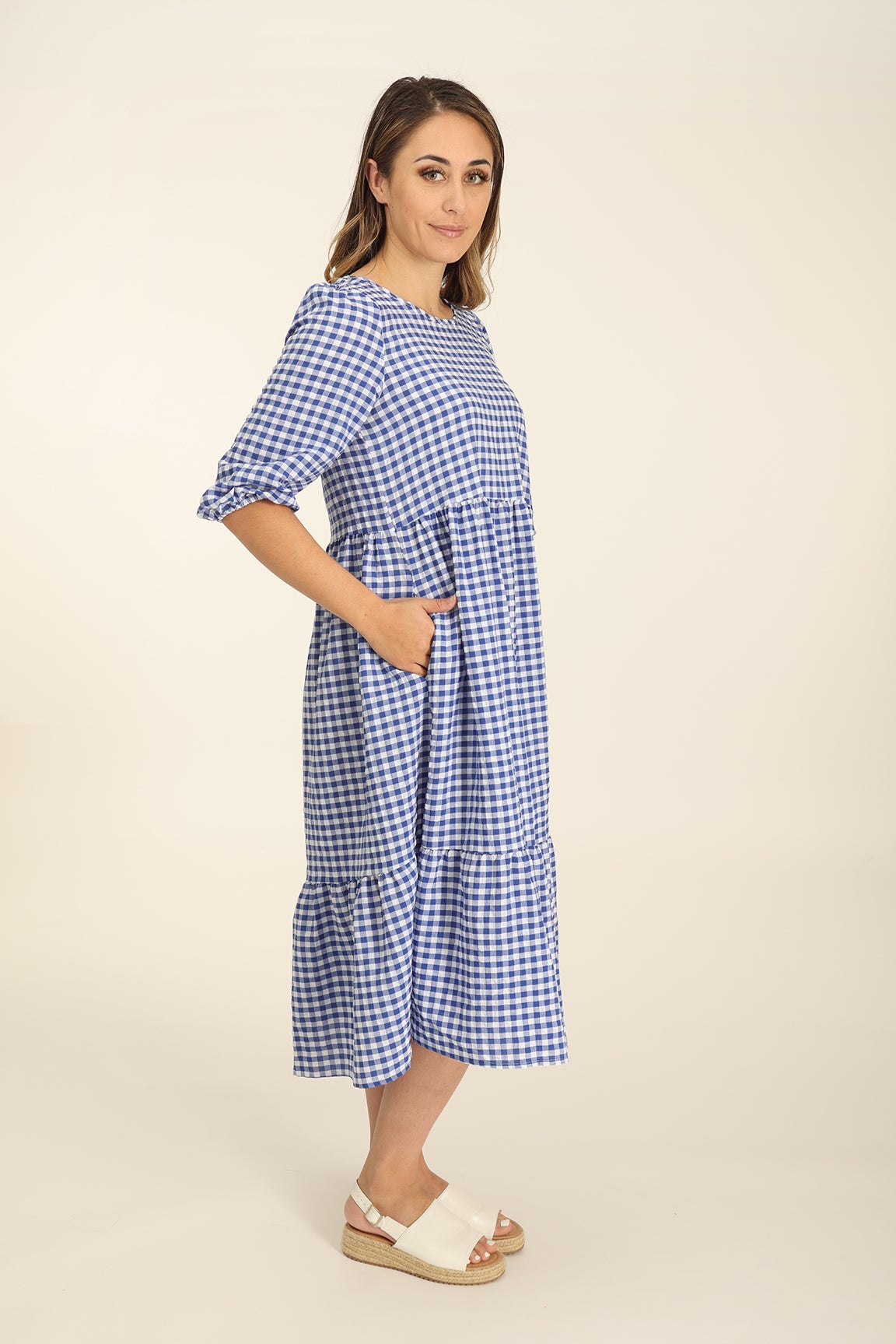 Blue white gingham clearance dress