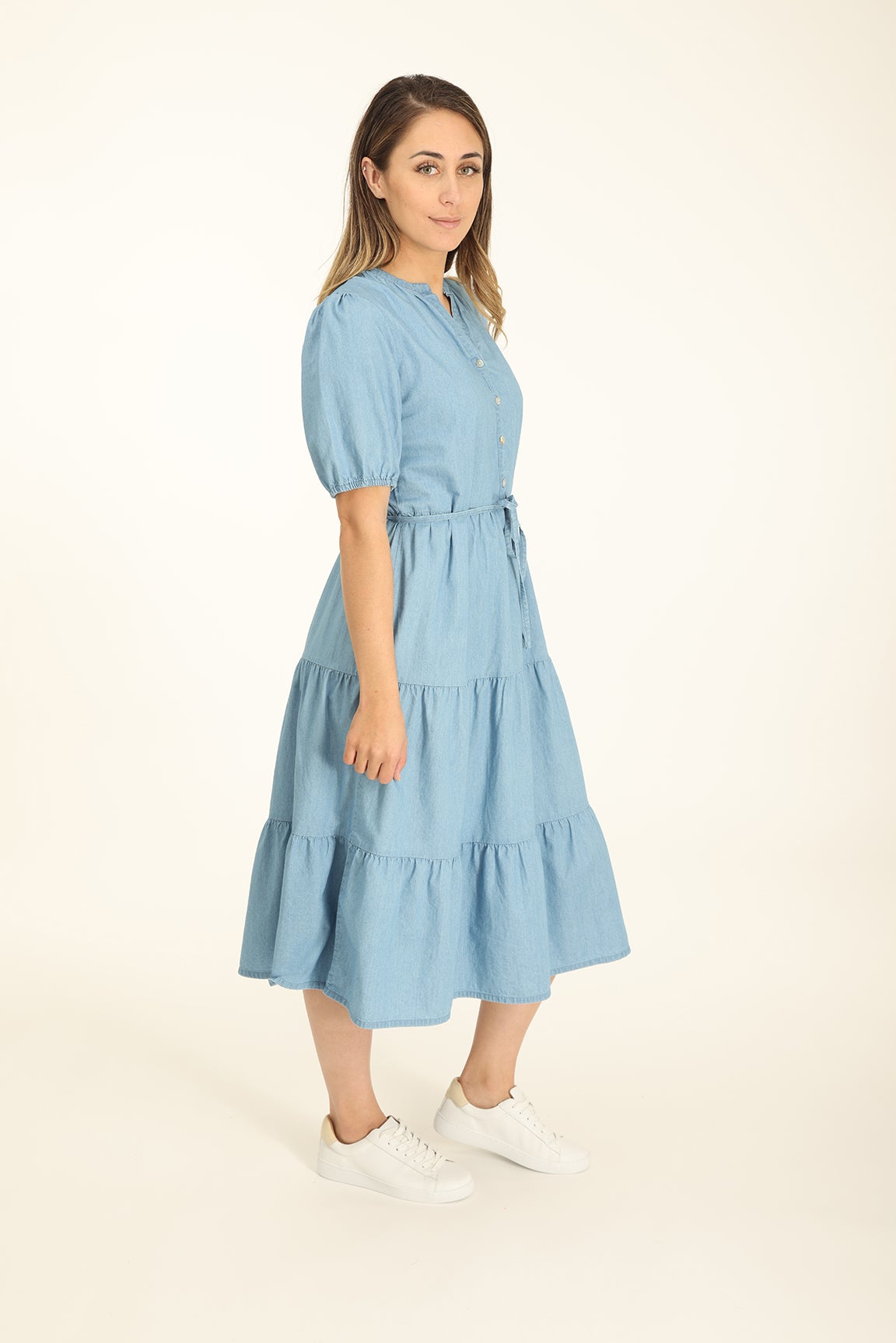 Caroline Dress Light Blue Stripe – Beech & Boon