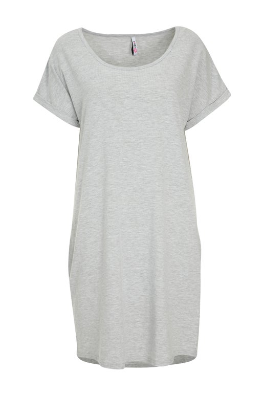 Cotton Elastane Knit Dress in Grey | Caroline Eve