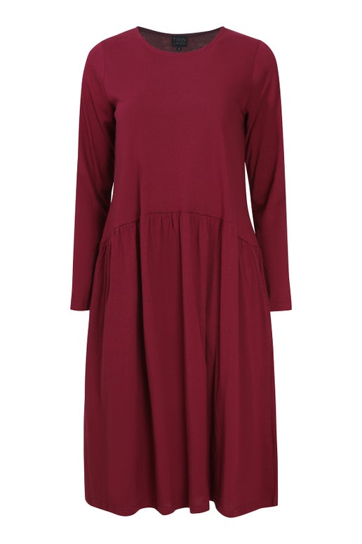 100% Cotton Knit Dress in Berry | Caroline Eve