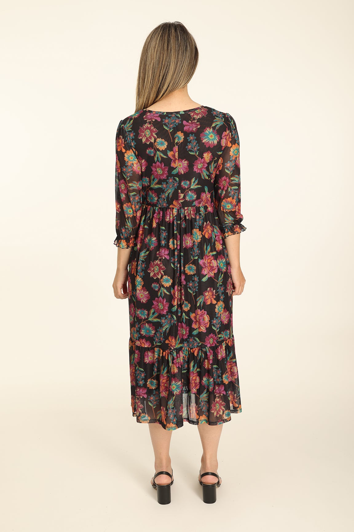 Capri Black Floral Mesh Midi Dress – Beginning Boutique US