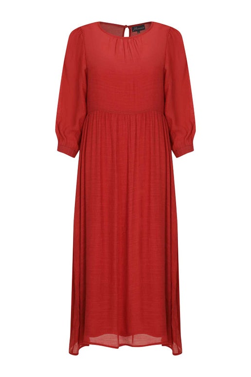Soft Cross Hatch Dress in Red | Caroline Eve
