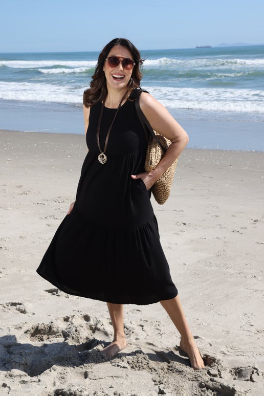 Relaxed fit linen dress ARUBA in black