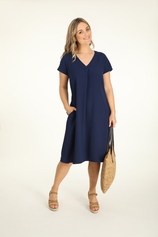 Soft Drape Dress in Navy | Caroline Eve