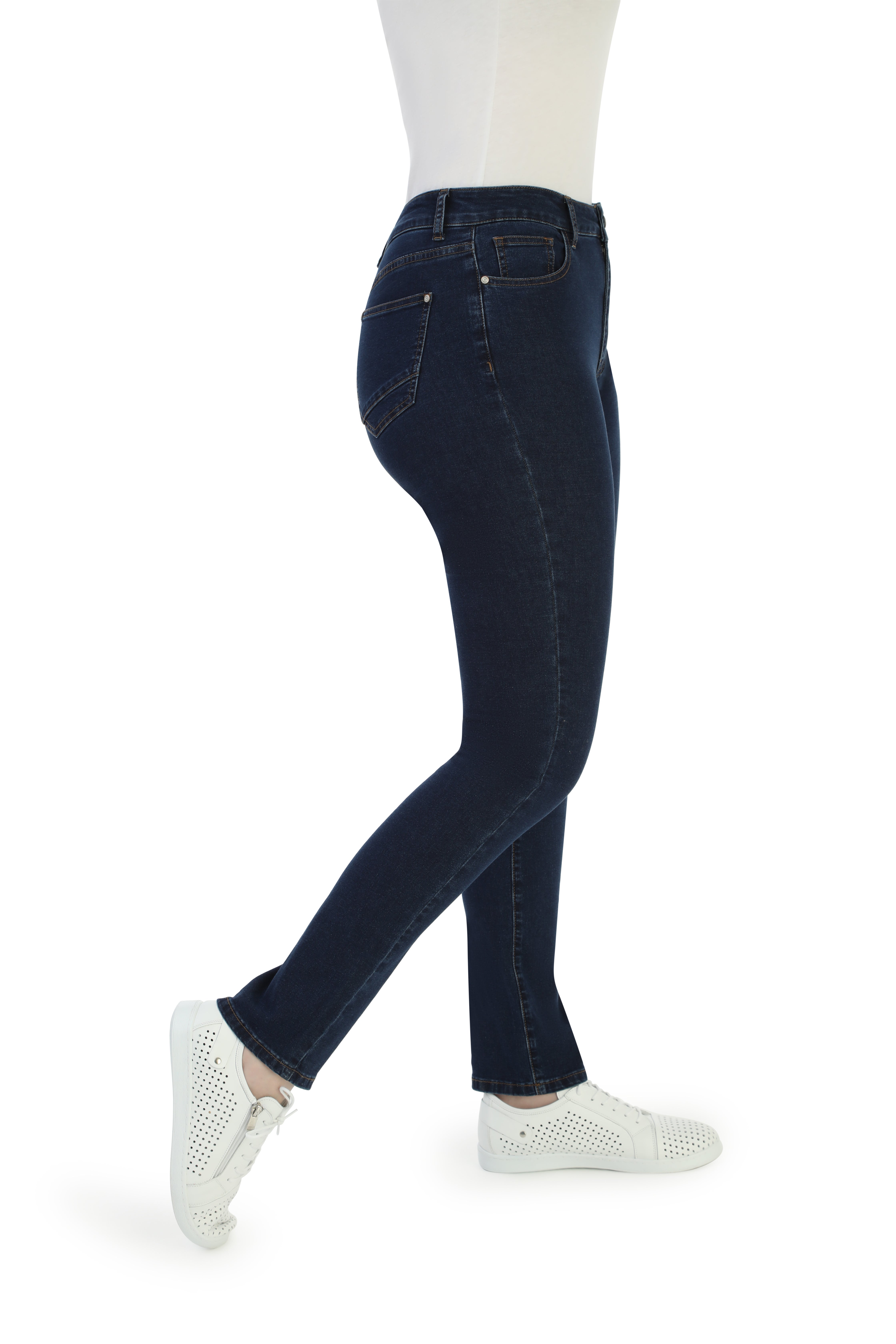 Slim 5 Pocket Extra Short Jean Wonder Denim in Blue | Caroline Eve