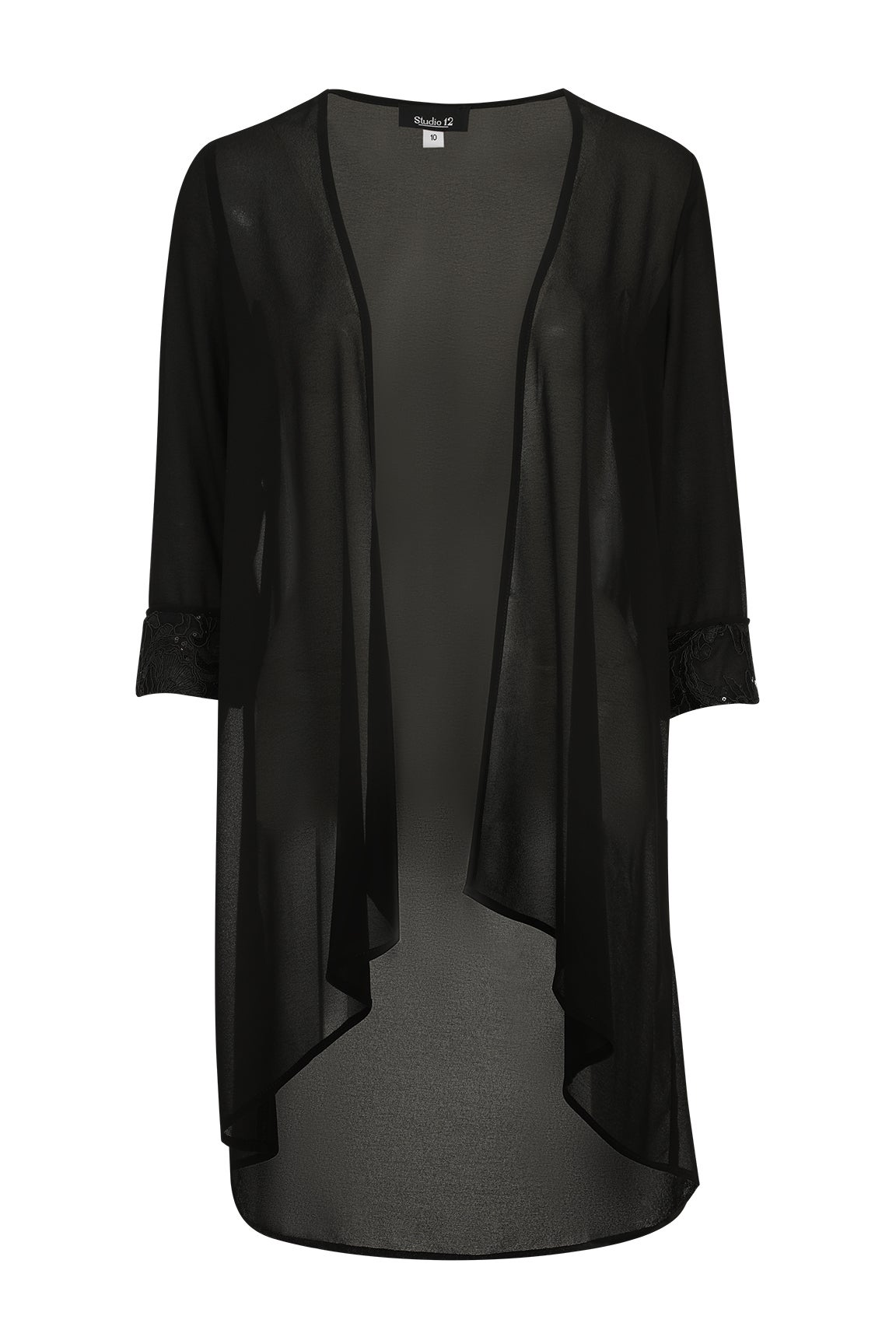 Black chiffon jacket evening sale wear