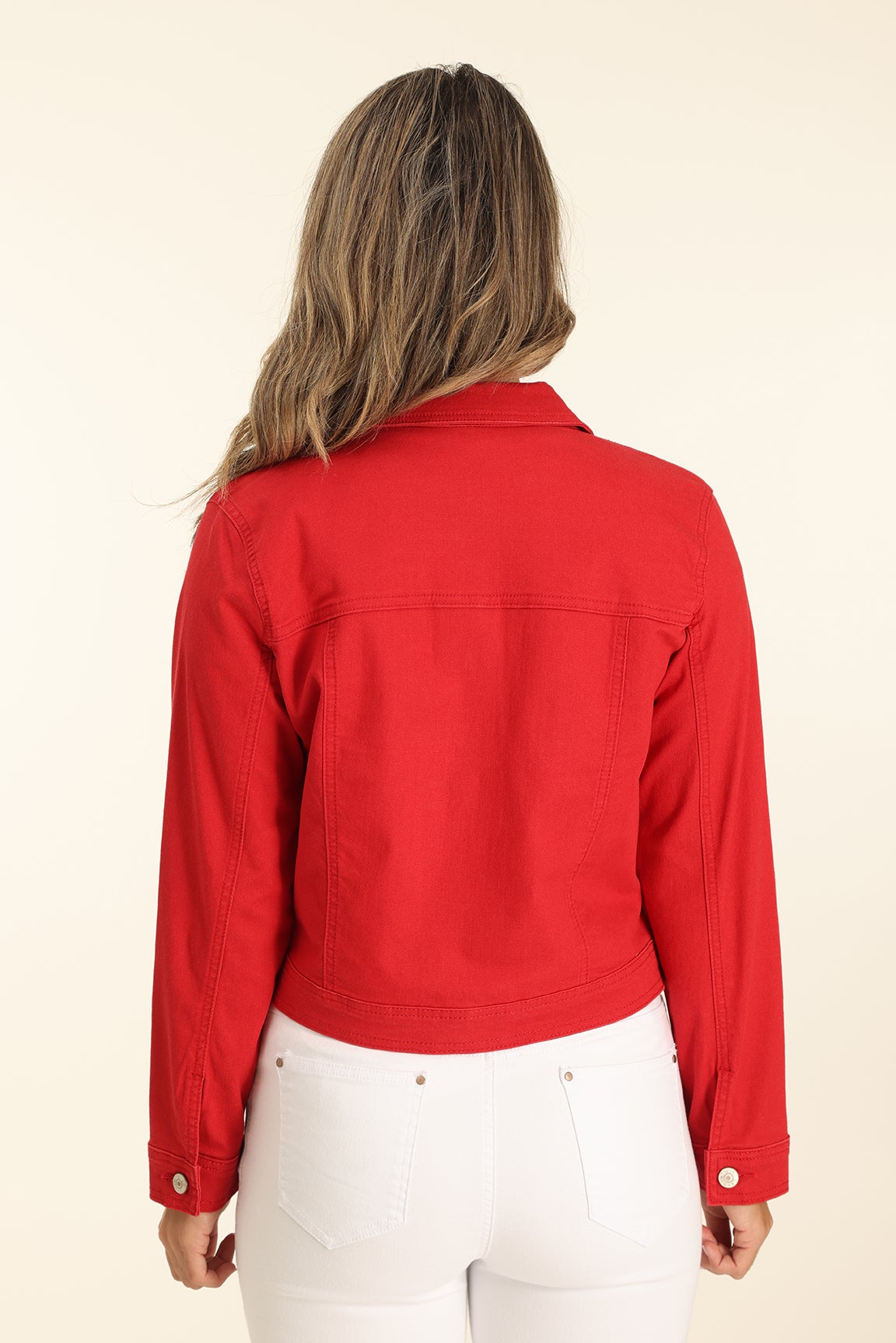 FITORON Women Leisure Coat- Denim Casual Crop Jacket Collared Solid Long  Sleeve Cardigan Jacket Red - Walmart.com
