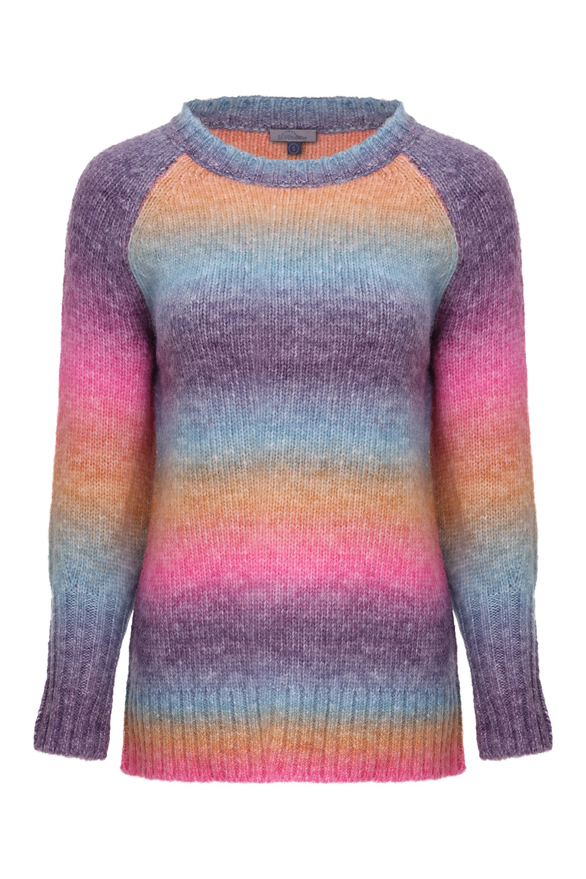 OMBRE KNIT V-NECK SWEATER in Pink Multi