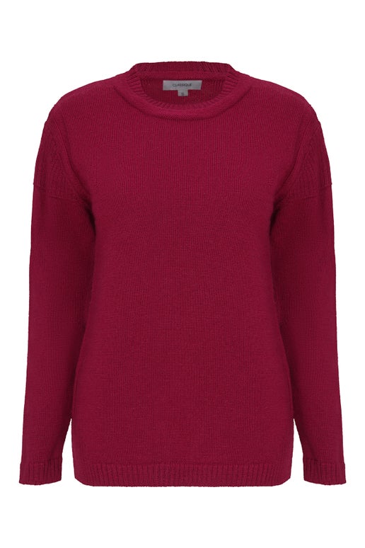 100% Worsted Wool Jersey in Berry | Caroline Eve