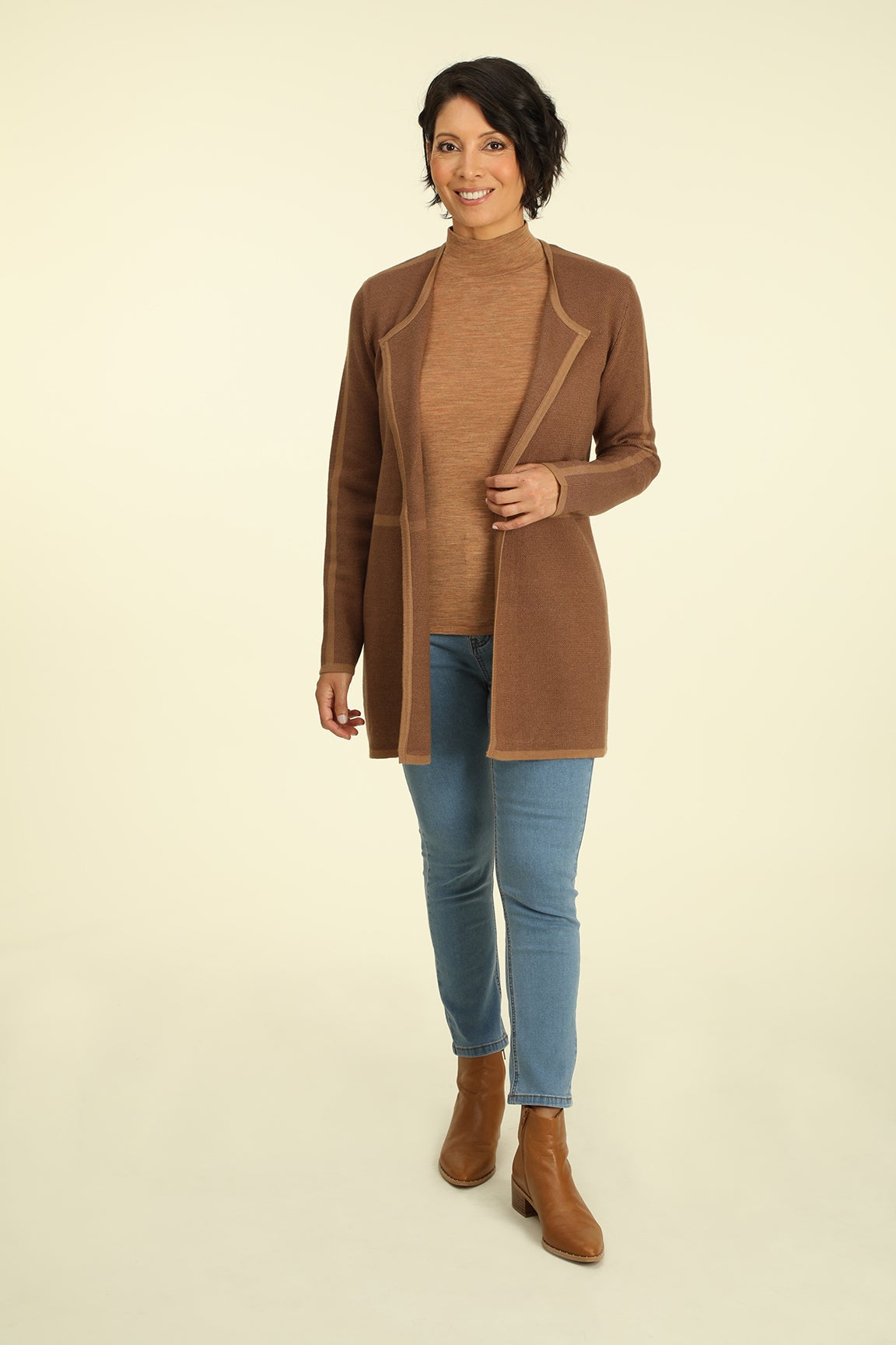 Camel hot sale knit coat