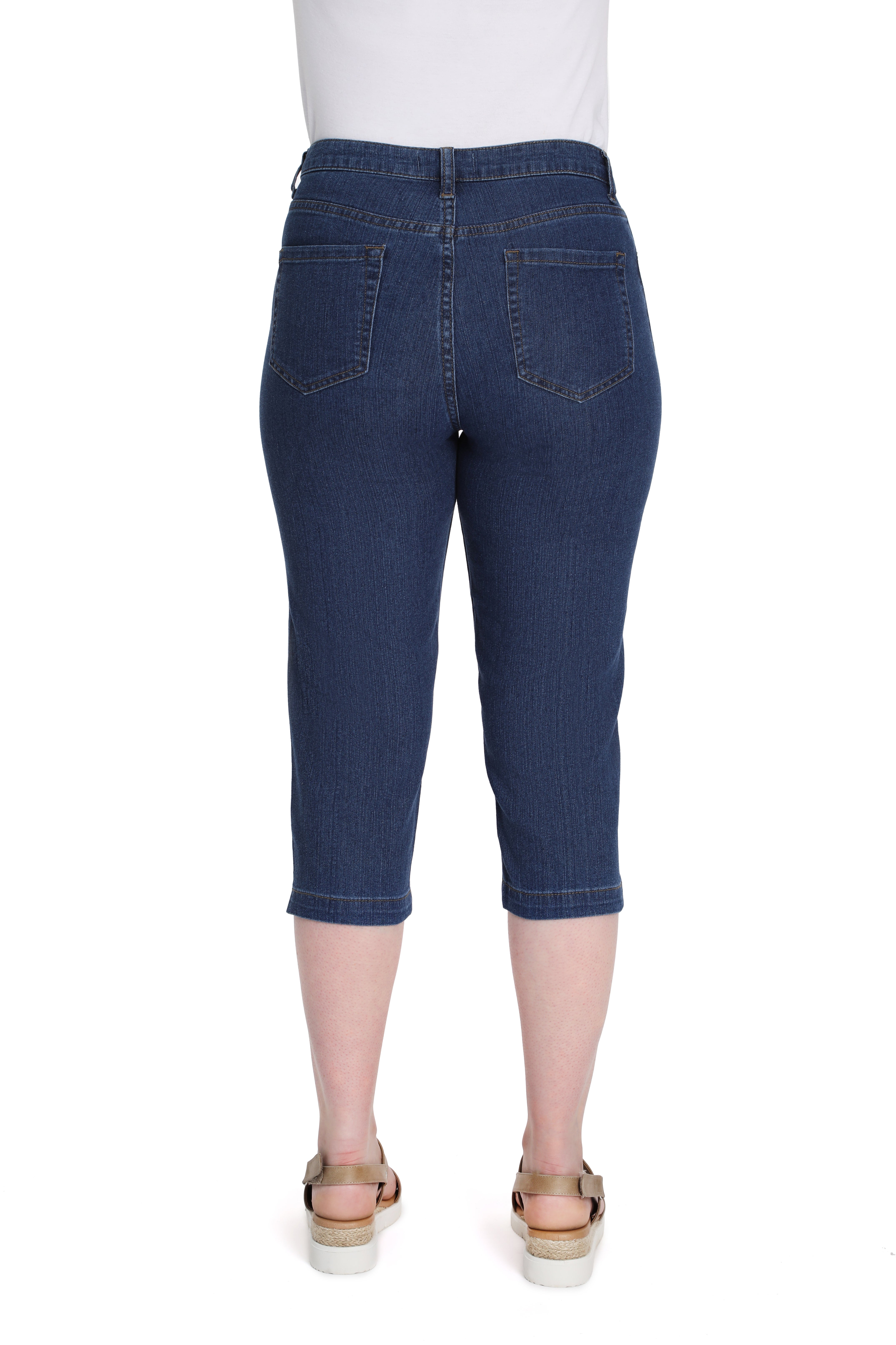 Denim Zipper Capri Cotton Blend Jean Leggings