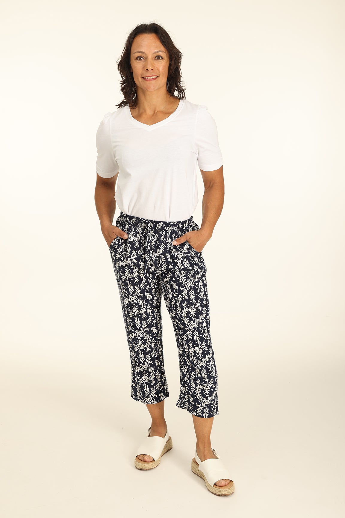 Printed Rayon Pant in Black