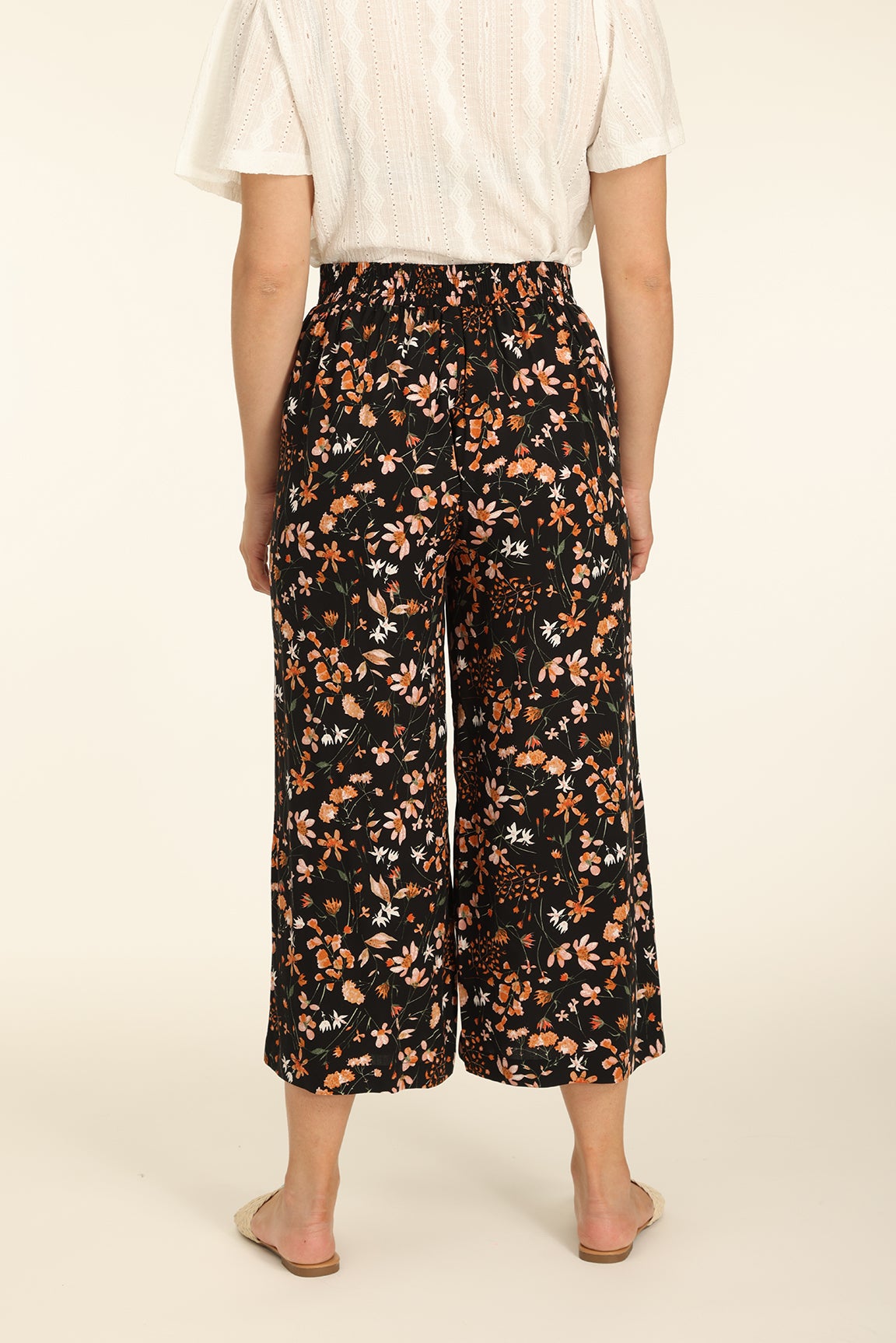 Printed Rayon Pant in Black