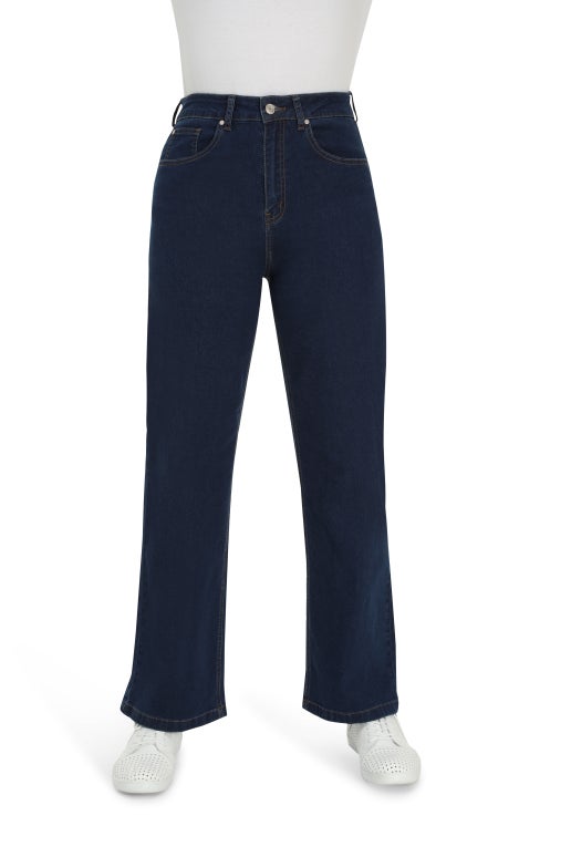 Vetinee Women's High Waisted Capri Jeans Wide Leg Cropped Denim Pants  Twilight Blue Size L Fit Size 12 Size 14 