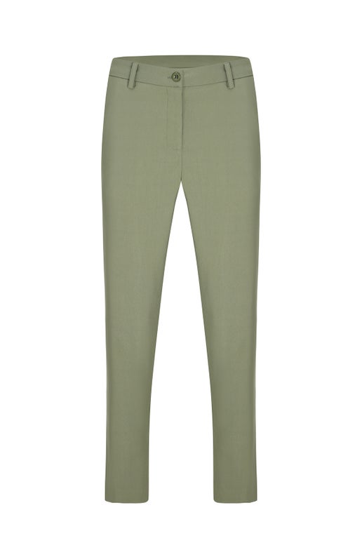 Soft Stretch Twill Regular Pant in Green | Caroline Eve