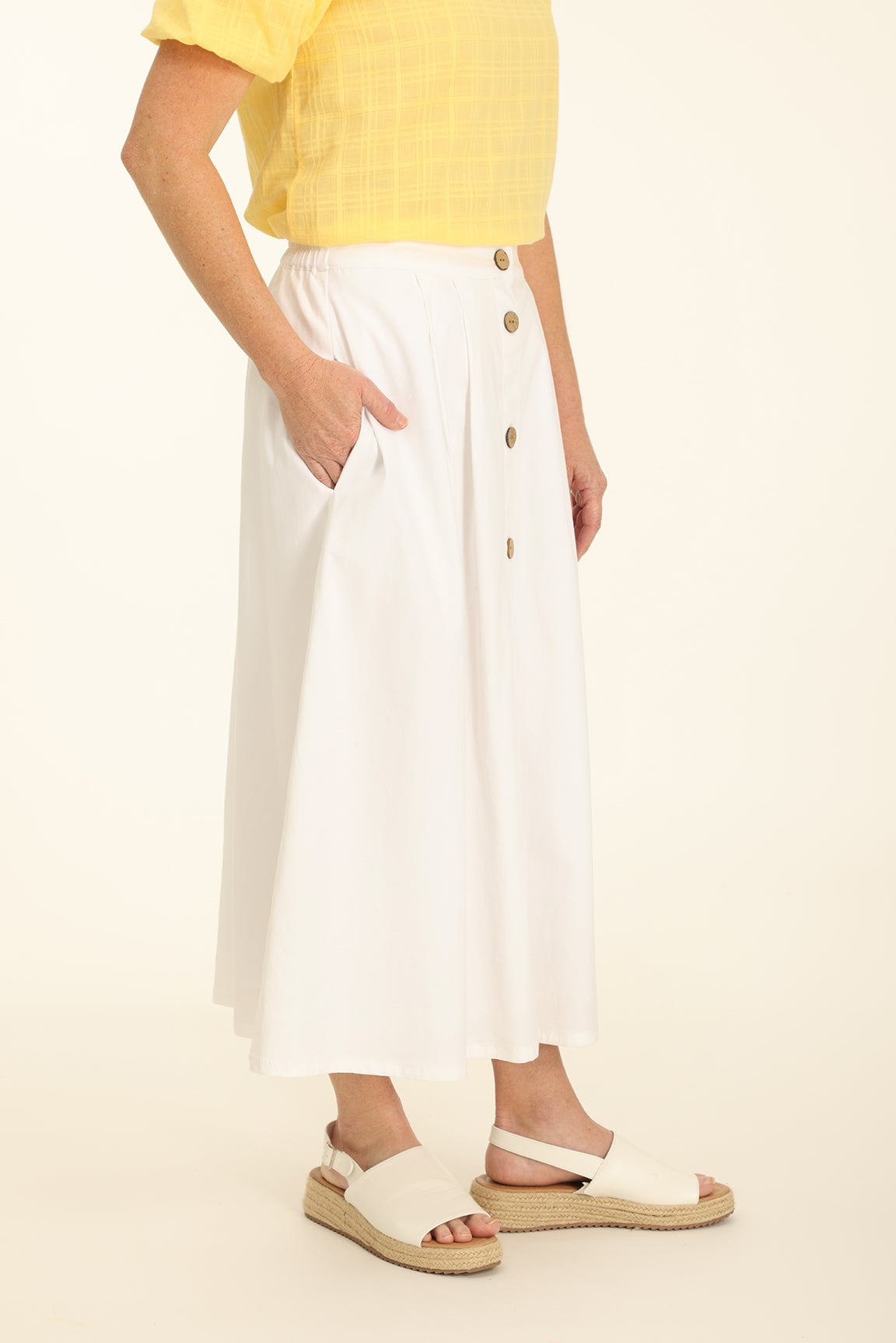 Cotton Rich Stretch Skirt in White