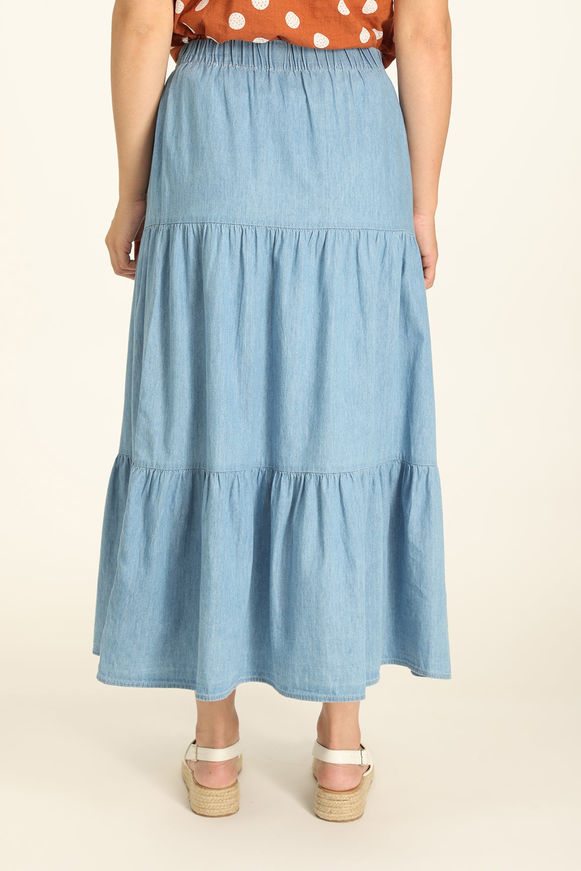 Tiered hotsell chambray skirt