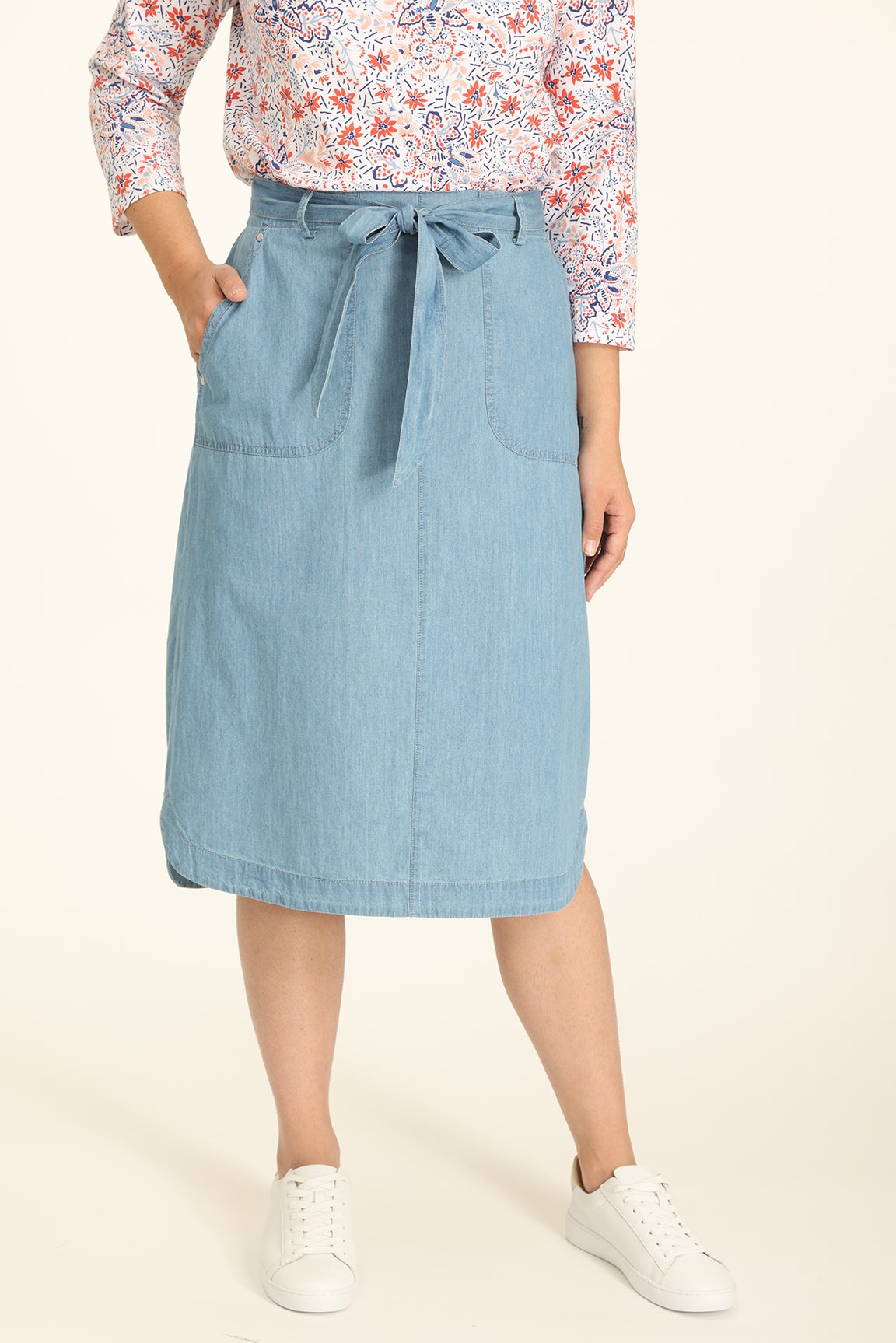 Chambray Skirt in Blue | Caroline Eve