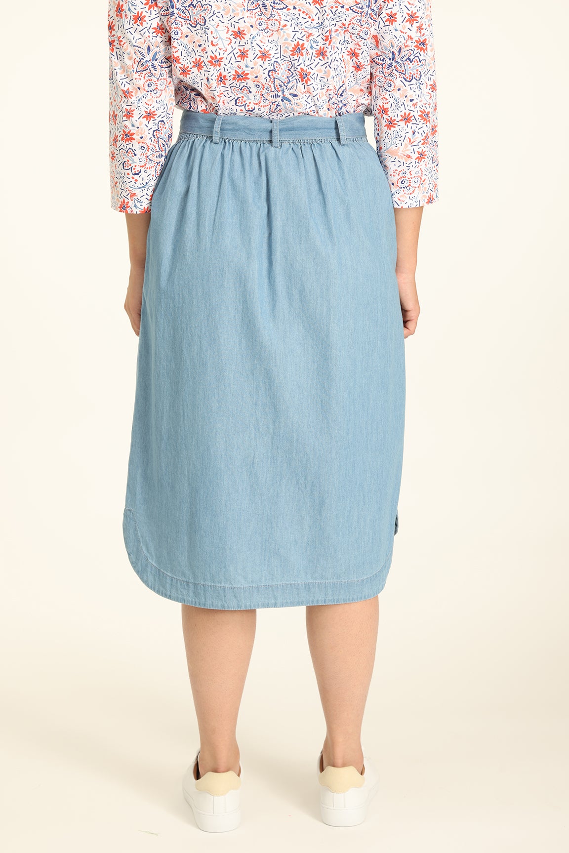 Chambray Skirt in Blue | Caroline Eve