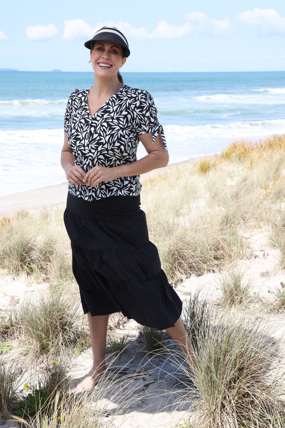 Black and white outlet striped skirt beach