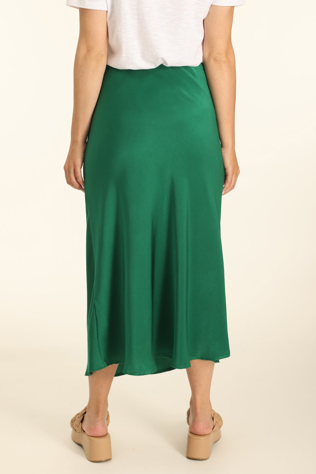 Finery Evelyn Satin Slip Midi Skirt, Green, 8