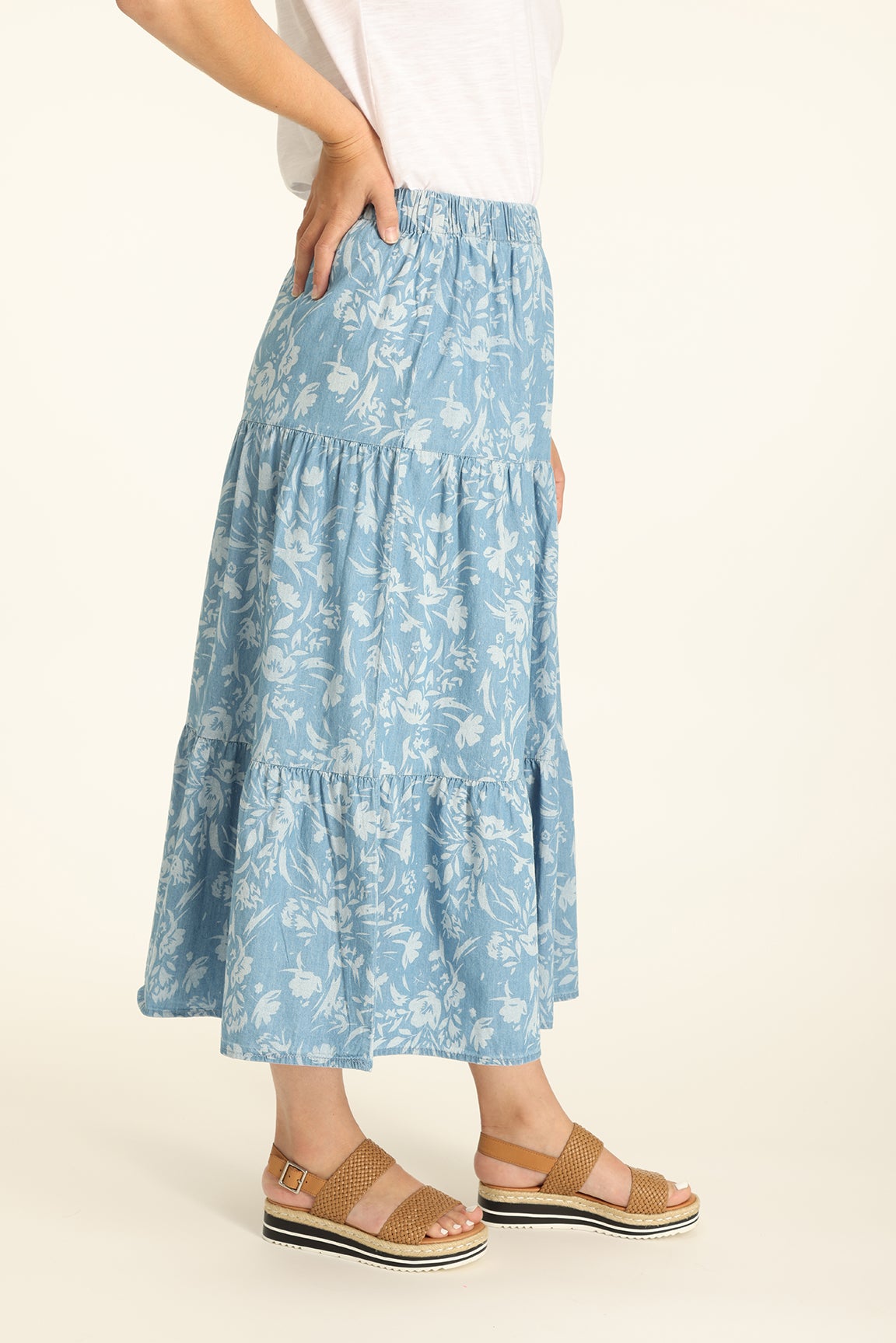 Chambray Skirt in Blue | Caroline Eve