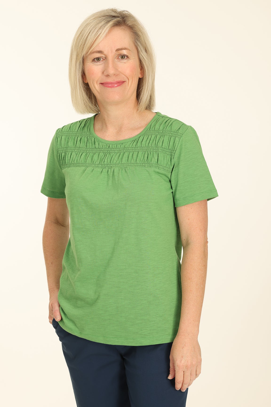 Cotton Rich Slub T shirt in Green Caroline Eve