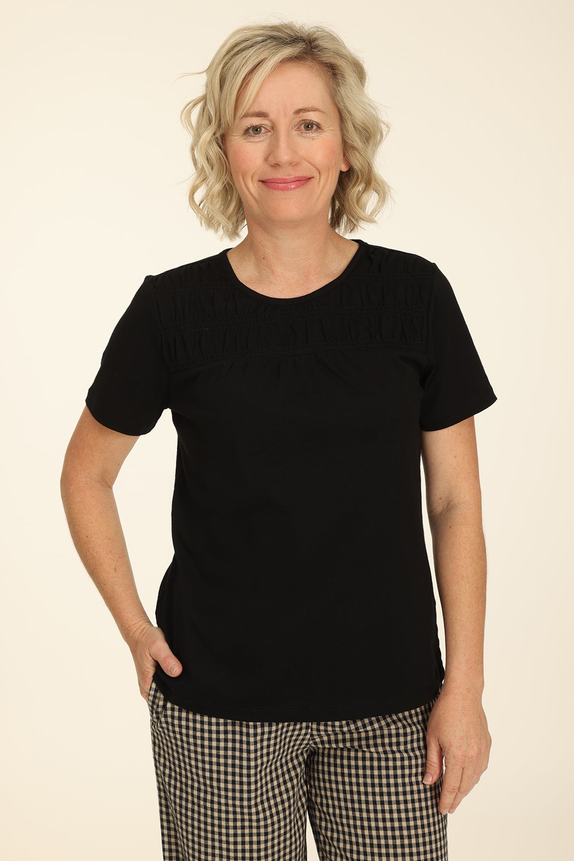 Cotton Rich Slub T shirt in Black Caroline Eve