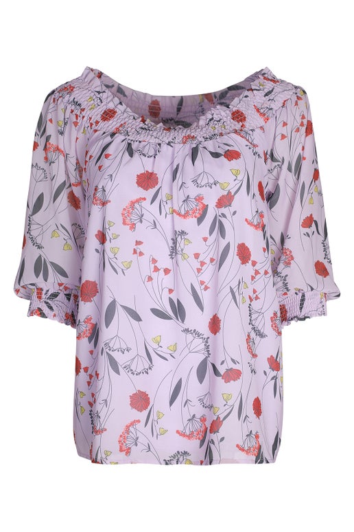 Printed Chiffon Top in Purple | Caroline Eve