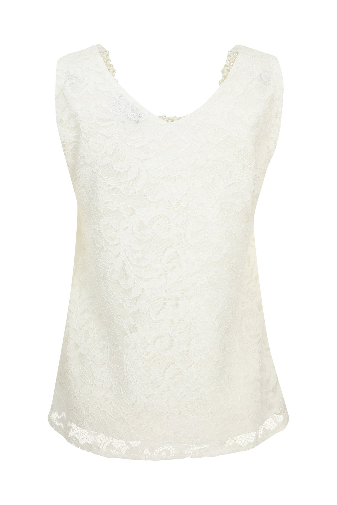 White Beaded Evening Tops