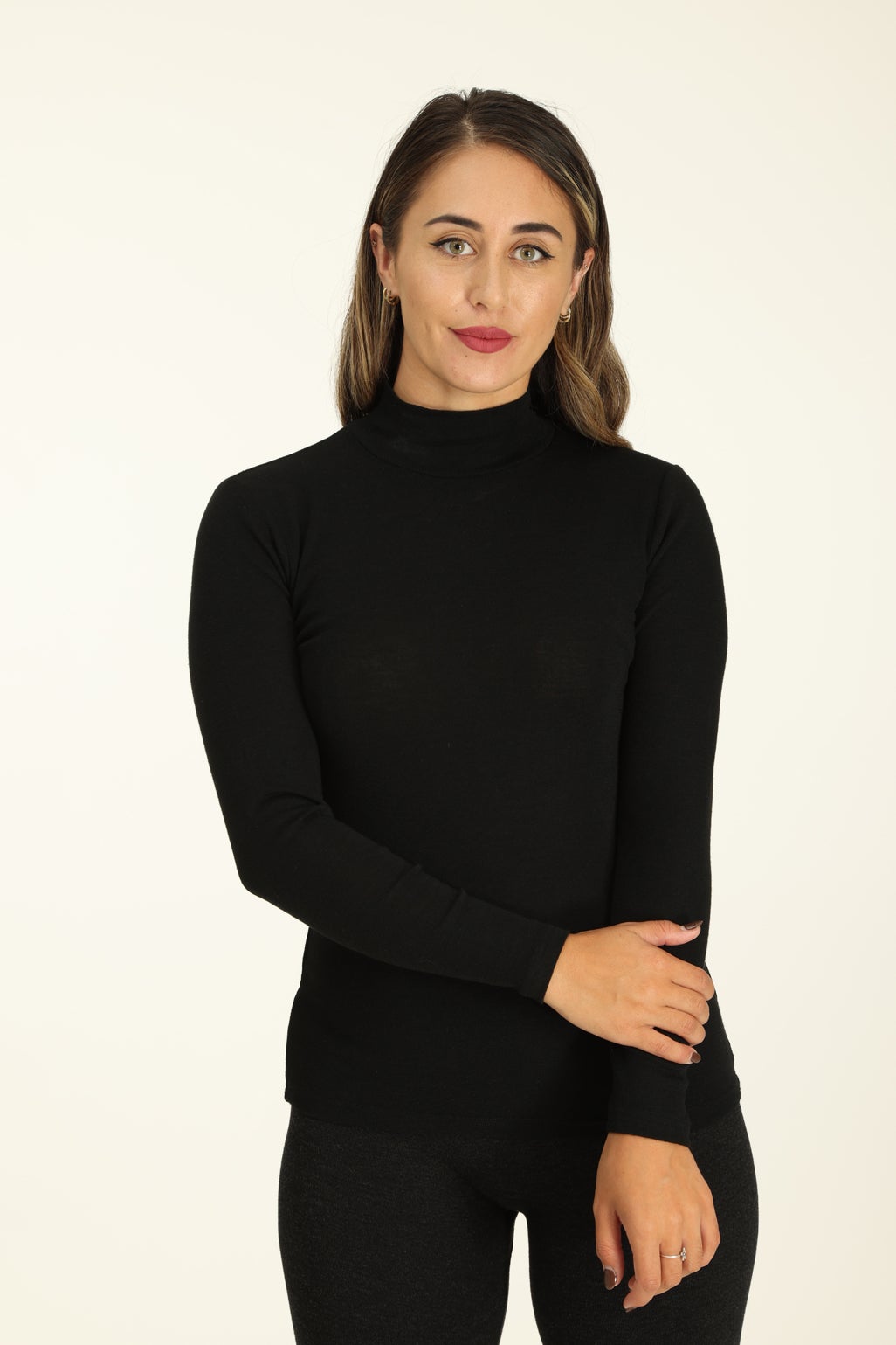 Plain black high neck on sale top