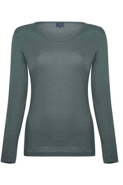 100% Merino Top in Green | Caroline Eve