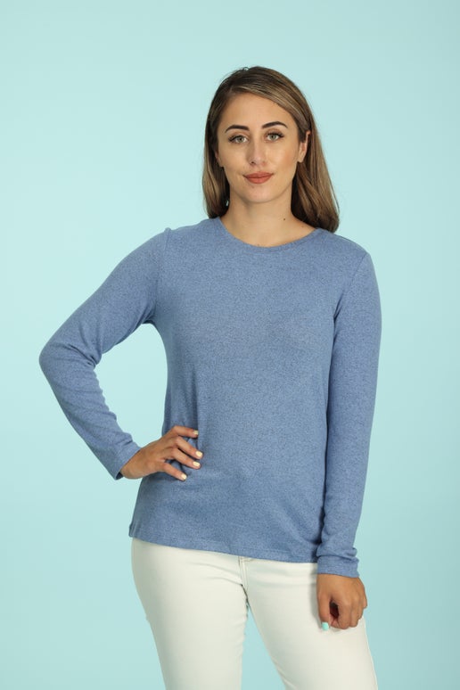 Plain Warm Touch Top in Blue | Caroline Eve