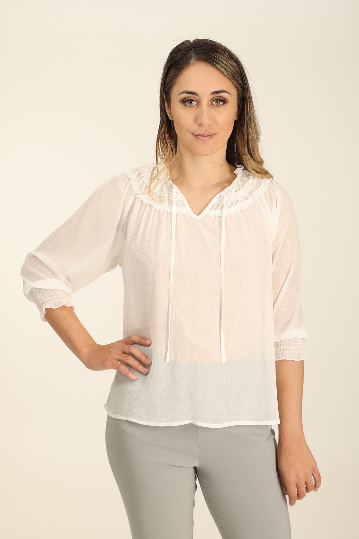 Off white chiffon clearance blouse