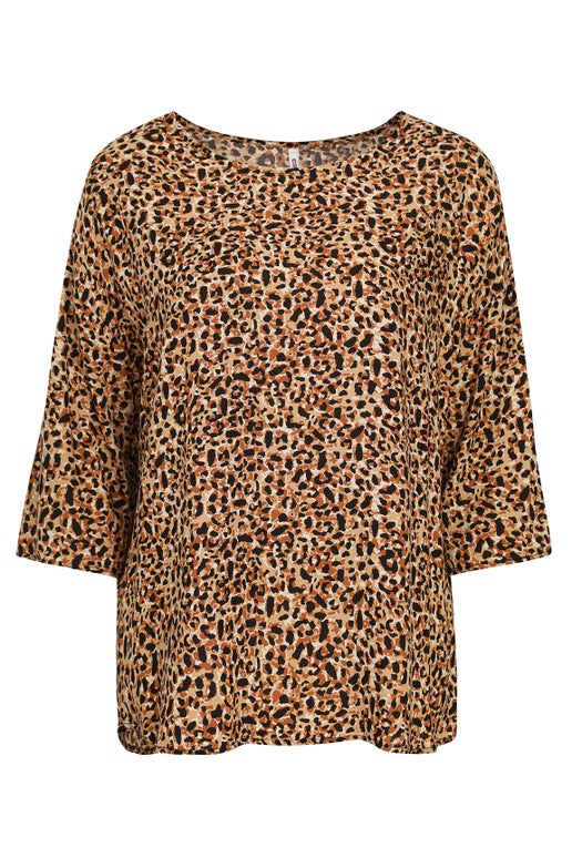 Printed Rayon Top in Brown | Caroline Eve