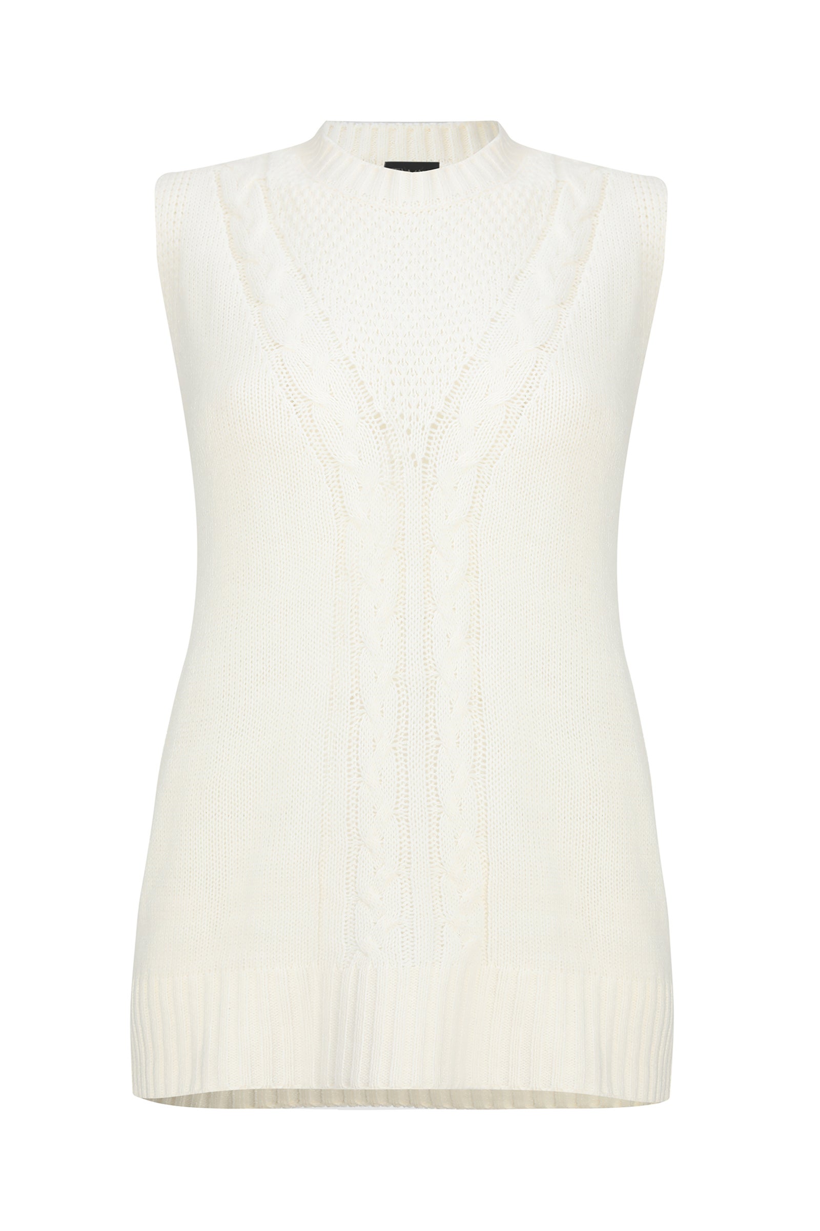 Acrylic Rib Knitwear Vest in Off White | Caroline Eve