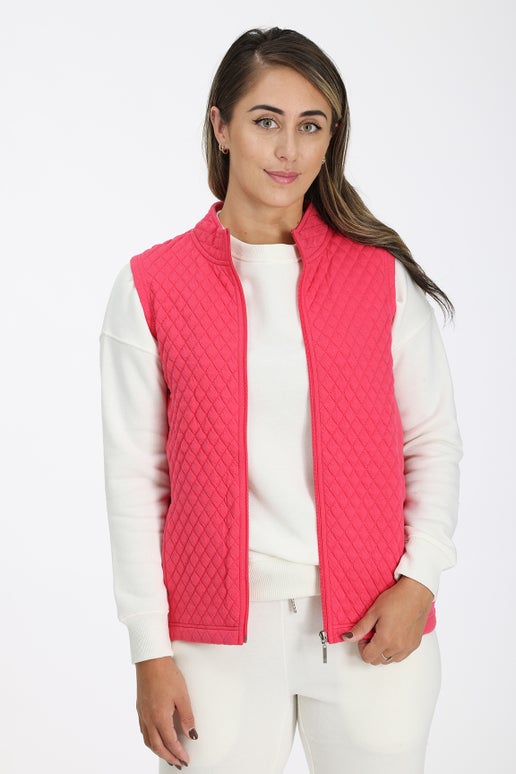 Brushed Fleece Vest in Pink | Caroline Eve